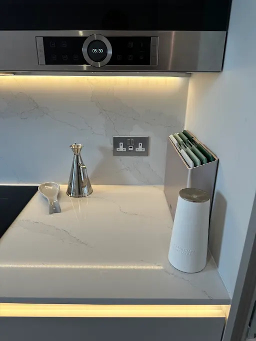 Quartz worktop detail by MB Kitchens in Essex